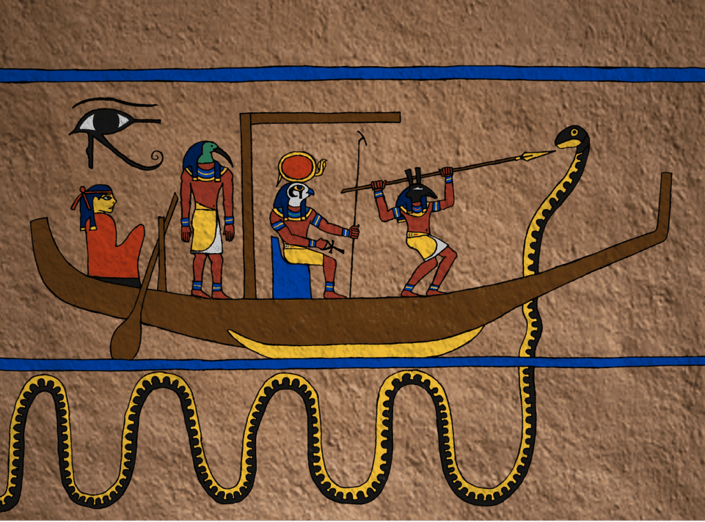 Ka o ba, el alma en el antiguo Egipto Barca solar con Ra