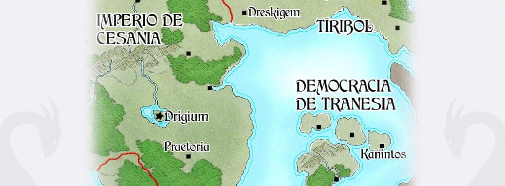 Mapa de Ferantir, universo de «La vara de Karanos»